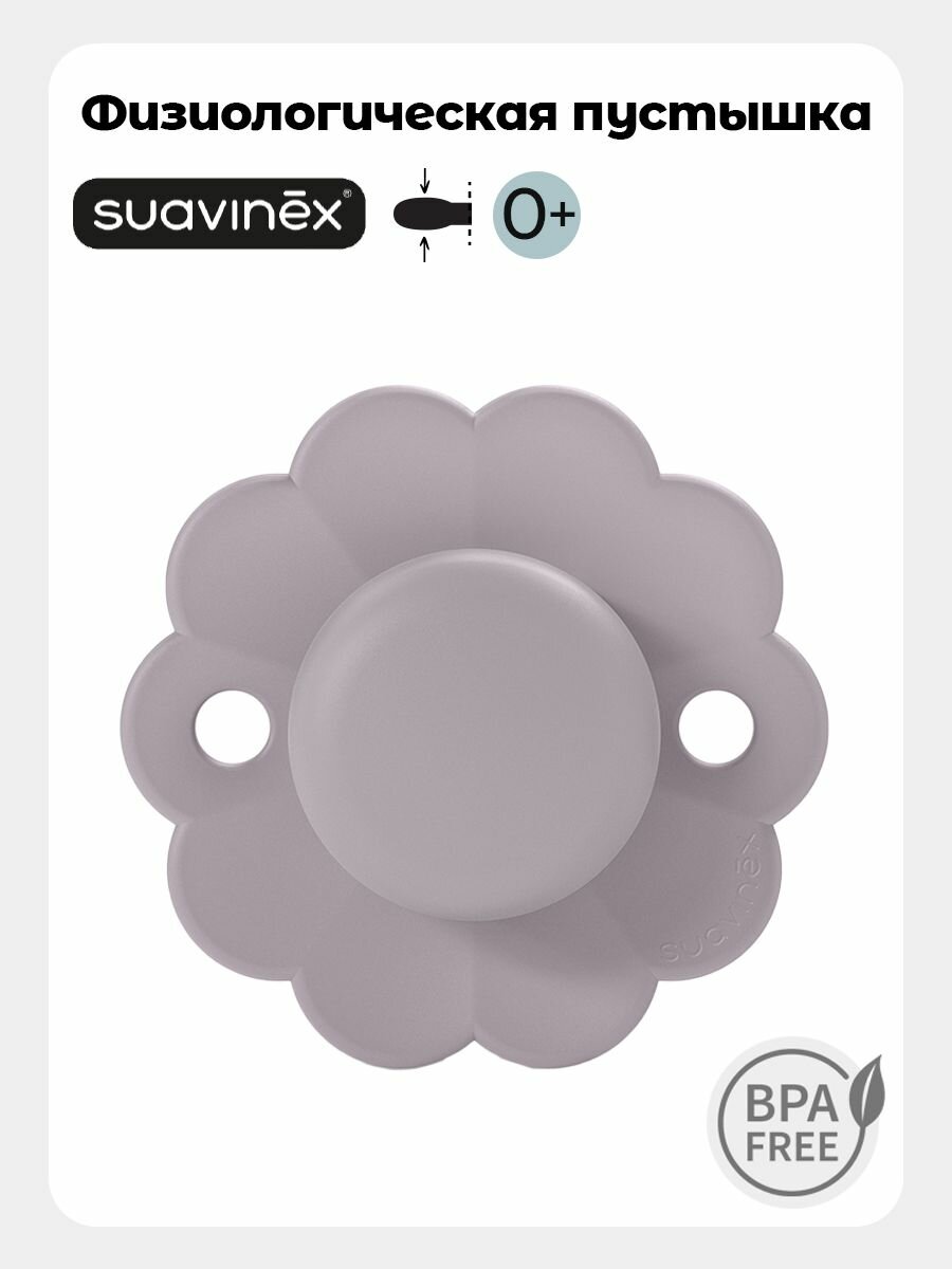 Suavinex Пустышка физиологическая Wonder для новорожденных 0-6 месяцев, без кольца, соска SX Pro, сиреневый