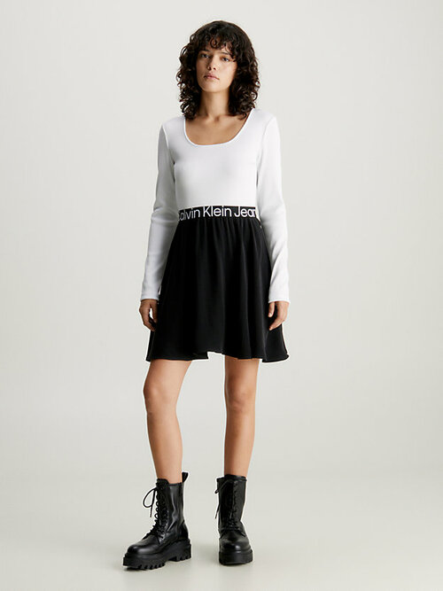 Платье Calvin Klein Jeans, размер M, белый, черный