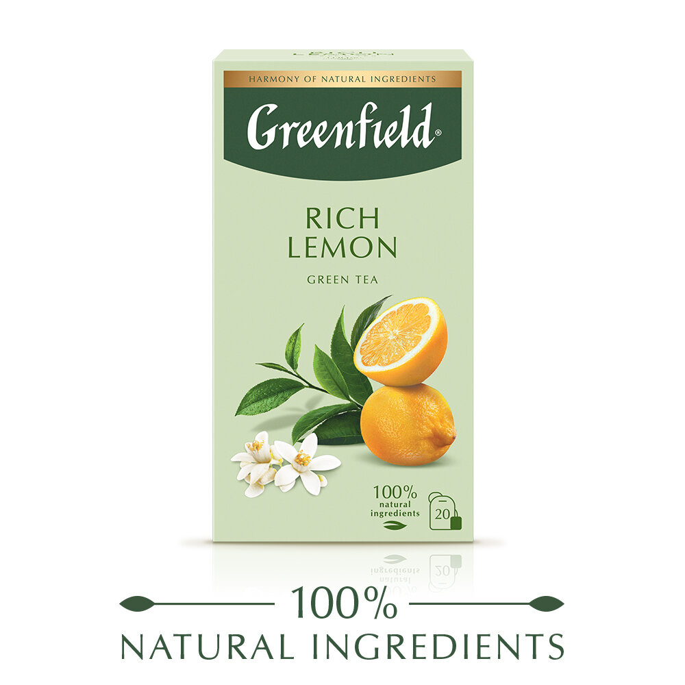 Чай зелёный Greenfield Rich lemon в пакетиках, 20 пак.