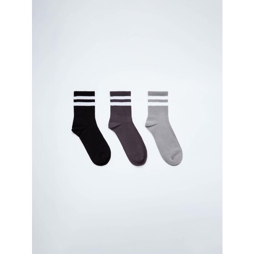 фото Носки sela 3 пары, размер 22/23, серый, черный