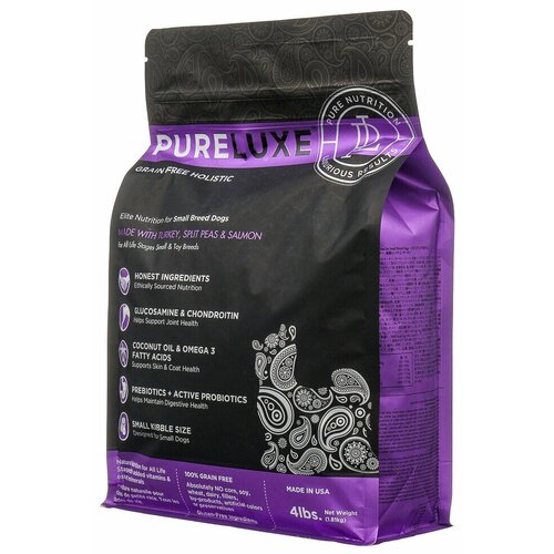 Сухой корм для собак PureLuxe беззерновой, лосось, индейка, с горошком 1,81 кг (для мелких пород)