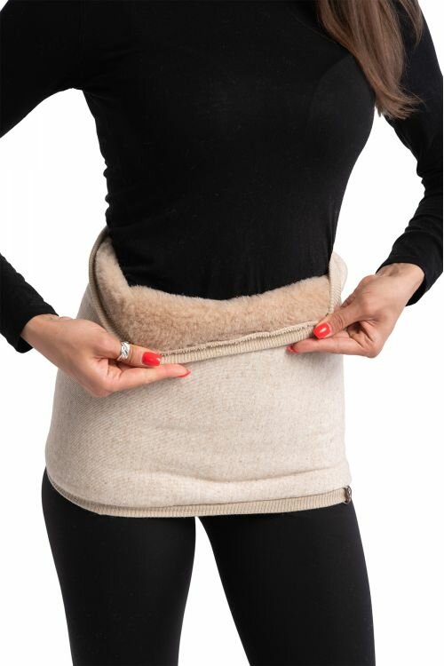 Картинки Пояс меховой эластичный WoolLamb из шерсти мериноса карамель 48-52