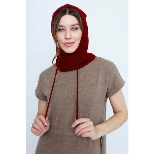 фото Капор khan cashmere, демисезон/зима, шерсть, размер универсальный, бордовый