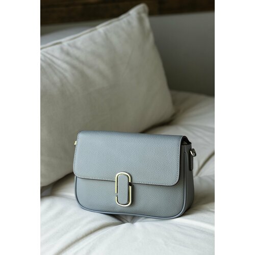 Сумка  кросс-боди  повседневная, натуральная кожа, серый