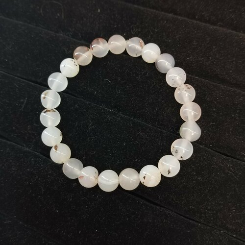 фото Браслет, агат, размер 18 см, диаметр 5.5 см, бесцветный, белый уральские камни