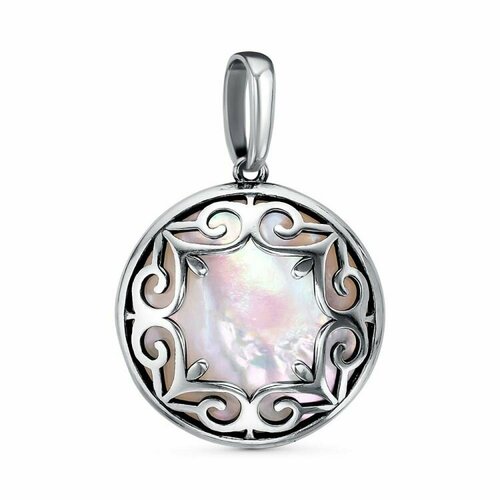 фото Подвеска красная пресня, серебро, 925 проба, оксидирование, перламутр, размер 3.3 см.