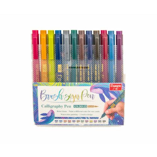 Скетч-маркеры BRUSH 12цв. WGN-20 цветной корпус, 3мм, в упаковке ПВХ GN.203 (1/6/160)