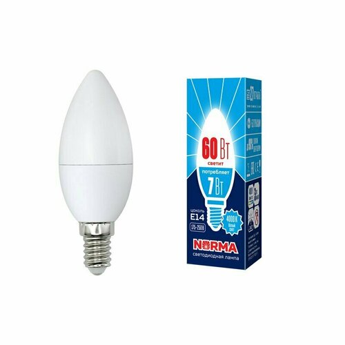 Светодиодная лампа свеча Белый денвной 7W UL-00003795 LED-C37-7W/NW/E14/FR/NR Norma Volpe