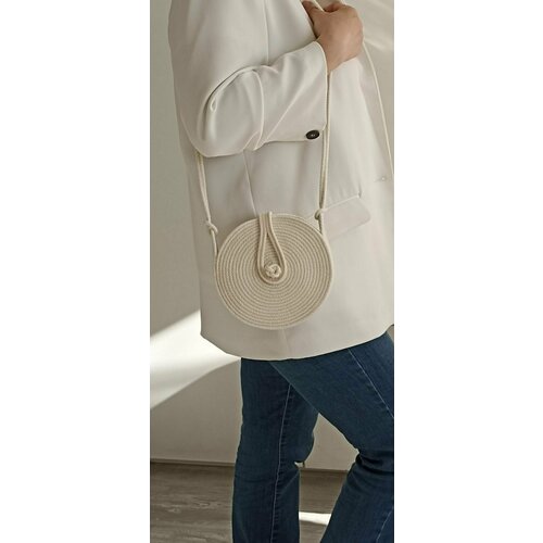 фото Сумка , фактура рельефная, плетеная, вязаная, белый, бежевый нет бренда