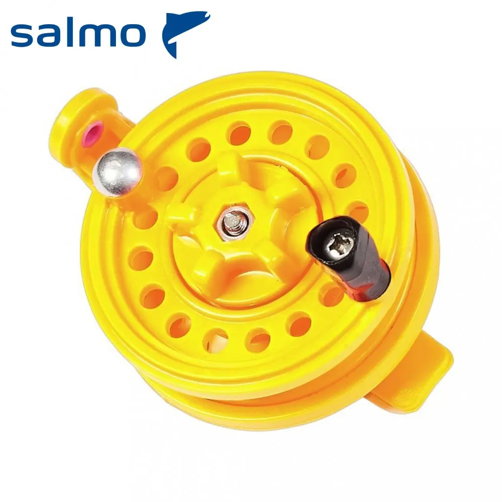 Катушка Salmo ICE HR 58 мм вес 33.5 г трещётка фрикционный тормоз жёлтая