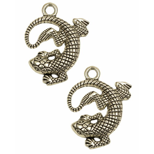 Подвеска ящерица 31х25х4,5 мм, отверстие - 3 мм, сплав олова с покрытием 