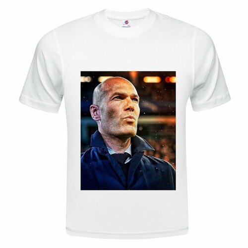 футболка dreamshirts зинедин зидан мужская белая 3xl Футболка Футболка ONEQ унисекс 56-58 (3XL) размер с принтом Зинедин Зидан, белая, размер 3XL, белый