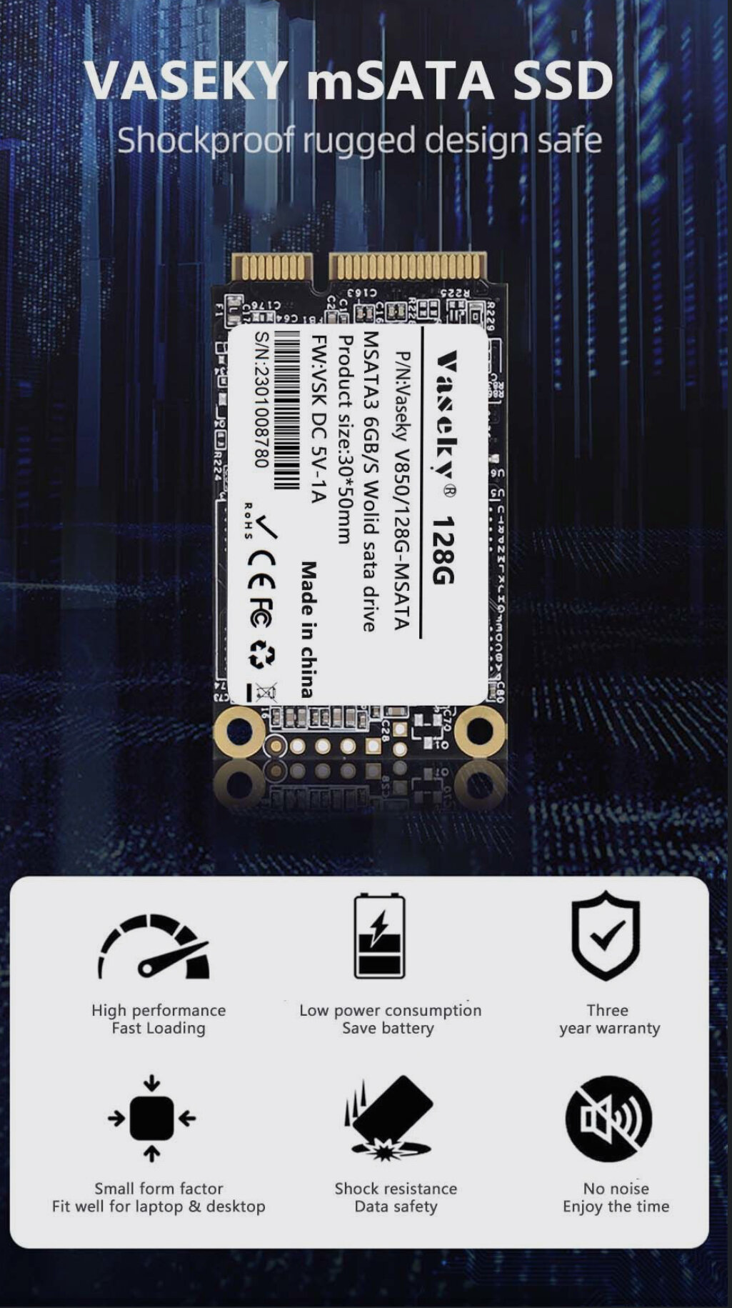 128 ГБ Внутренний SSD-диск VASEKY V850 (V850-128GB)