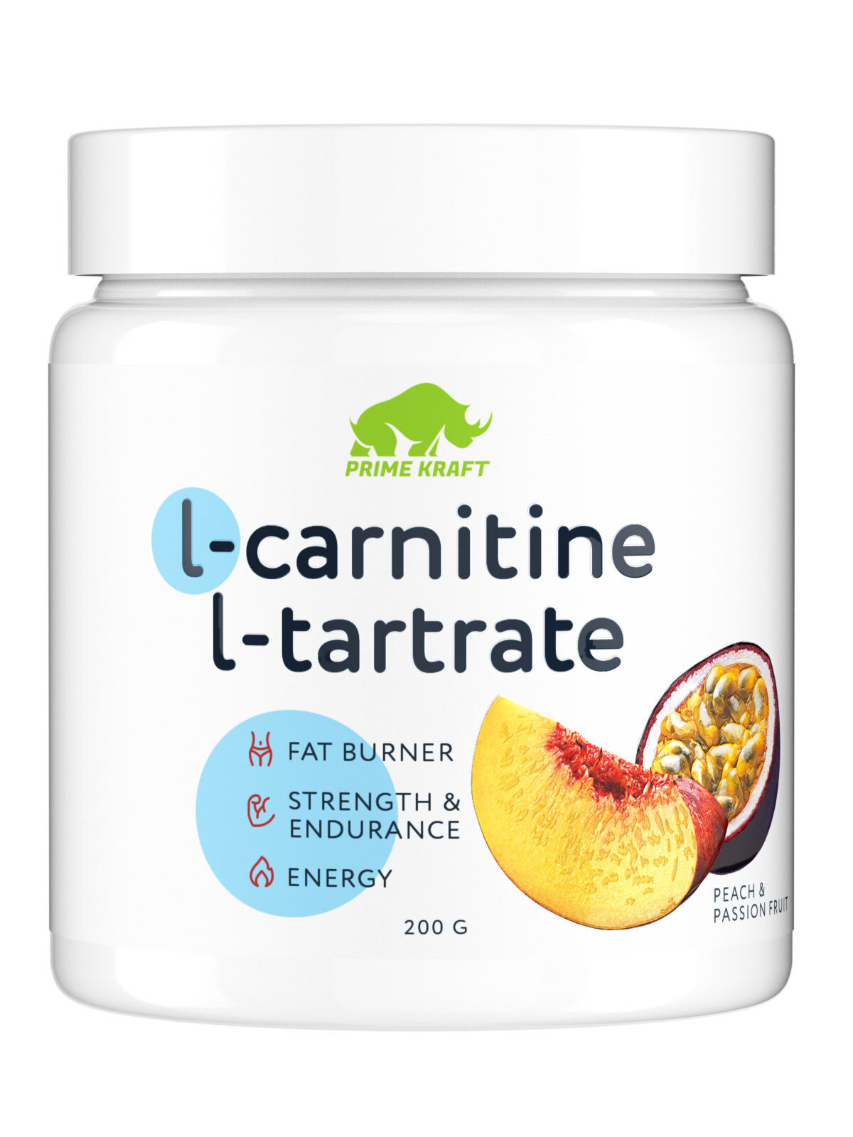 Жиросжигатель Л-Карнитин PRIMEKRAFT L-Carnitine L-Tartrate Персик-Маракуйя, 200 гр.