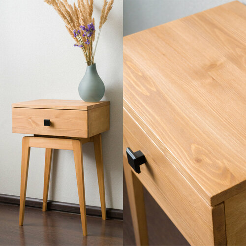 Тумба прикроватная Zolo из натурального дерева - массив сосны. Высота 60 см. Парящий корпус 30х39 см.