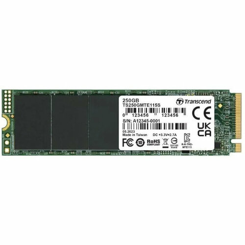 Накопитель SSD Transcend PCI-E 30 x4 250Gb TS250GMTE115S 115S M2 2280 02 DWPD 380000₽