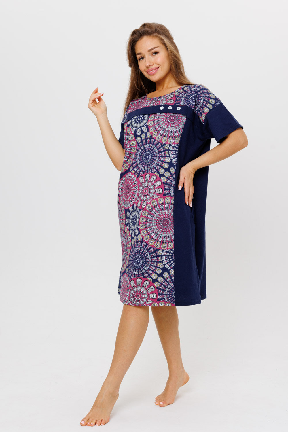 Платье Modellini, размер 54, синий, розовый - фотография № 5