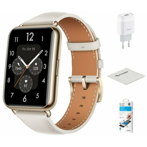 Умные часы Huawei Watch Fit 2 Yoda-B19V Moonlight White Leather Strap 55029265 ! умные часы huawei watch gt 2 pro vidar b19v nebula grey