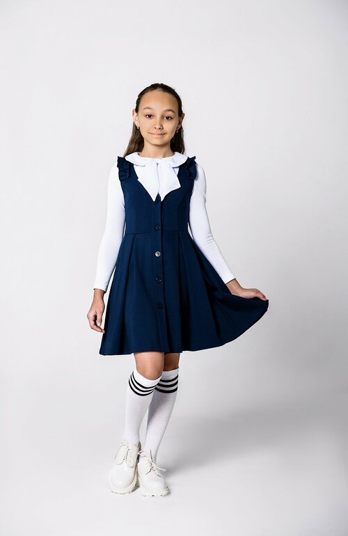 Школьное платье Эврика, размер 140-72-60, синий