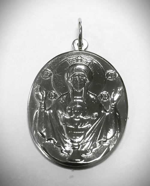Славянский оберег, иконка Эстерелла, серебро, 925 проба, родирование, размер 3.5 см.