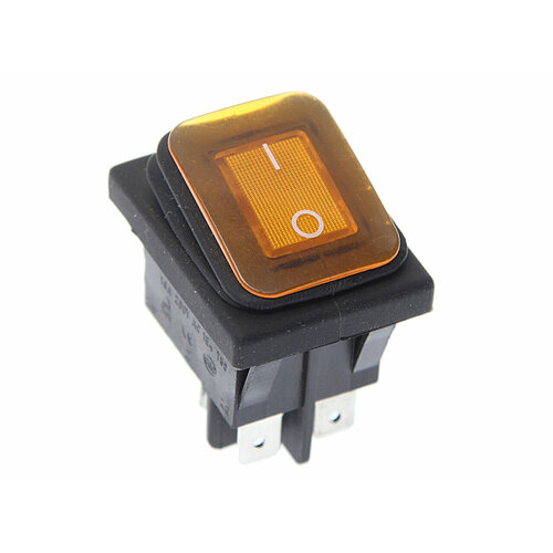 Выключатель клавиша 2-х позиционный с подсветкой желтый герметичный