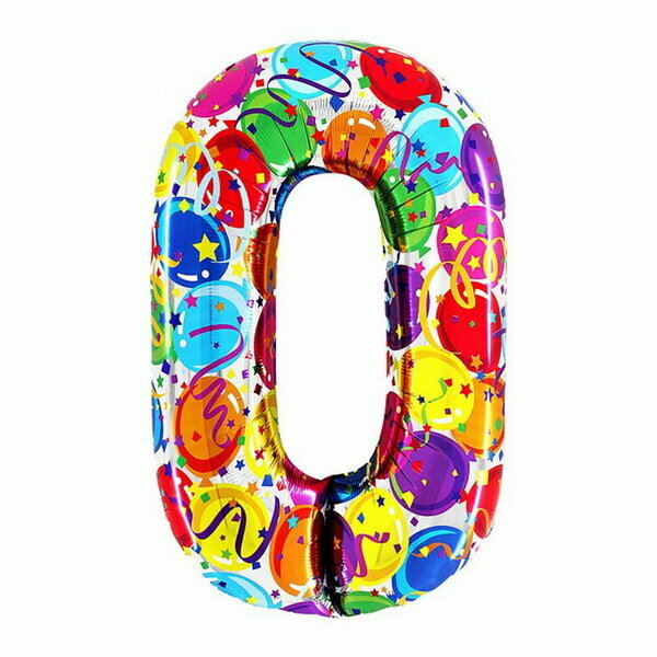 Шар фольгированный 40"Цифра 0", яркие шары