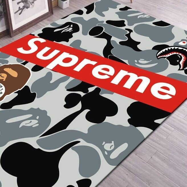 фото Ковер безворсовый KAWS Companion/Supreme 60x90см. Коврик универсальный BAPE, в ванную комнату, в прихожую, противоскользящий