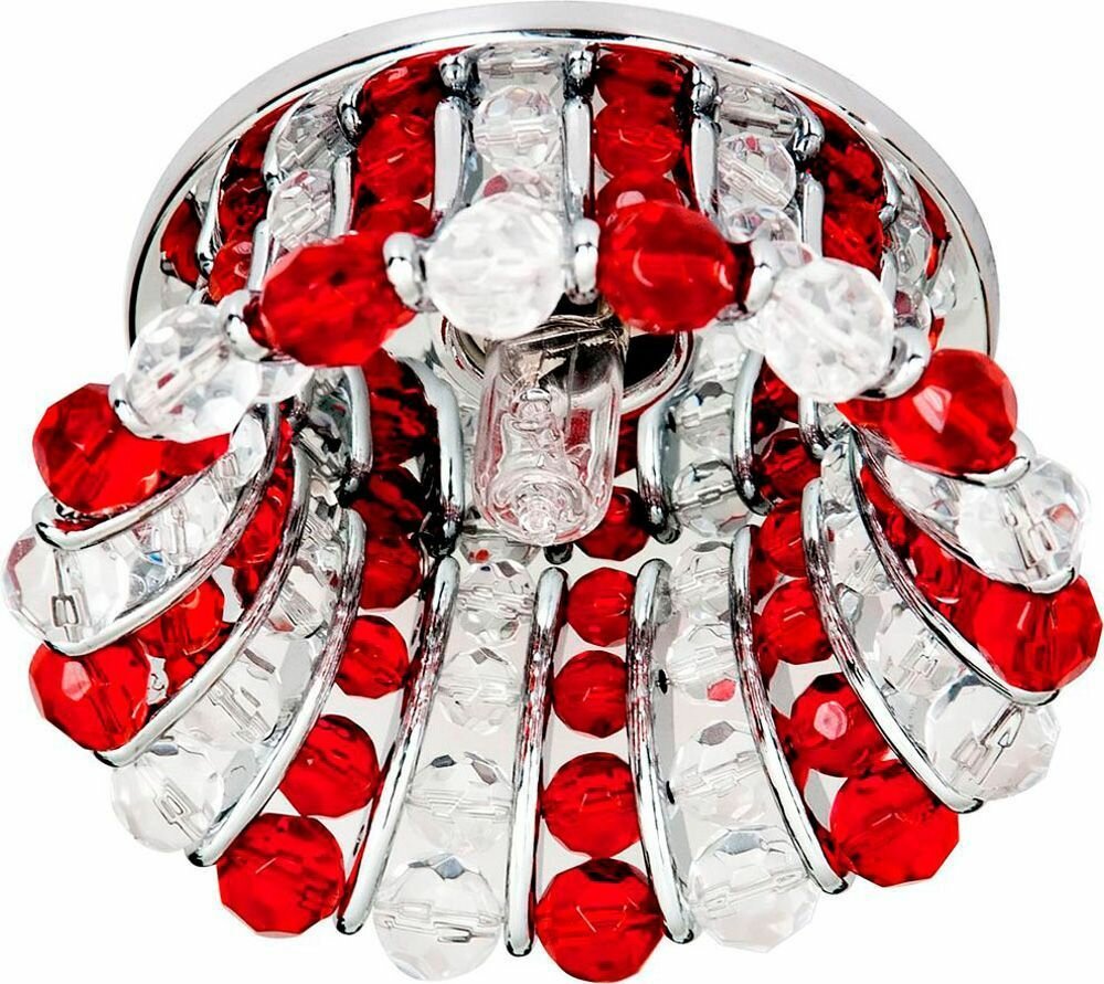 Светильник потолочный JCD9 G9 с прозрачным и красным стеклом хром с лампой CD2120