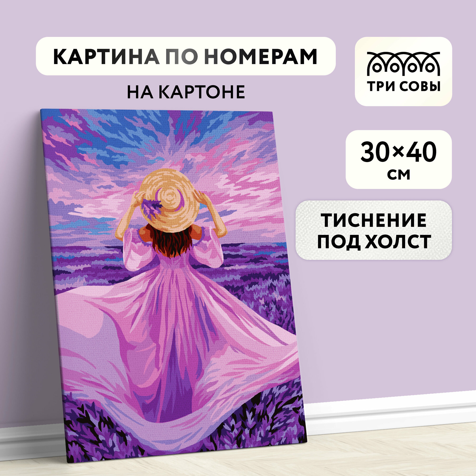 Картина по номерам 30*40 / ТРИ совы "Закат Прованса" / раскраска для детей и для взрослых, набор для творчества и хобби, живопись