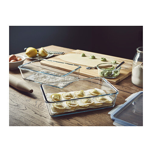 Контейнер для еды с крышкой Ikea 365+, термостойкий, стекло, герметичный, прямоугольный, 3,1 л — фото 1