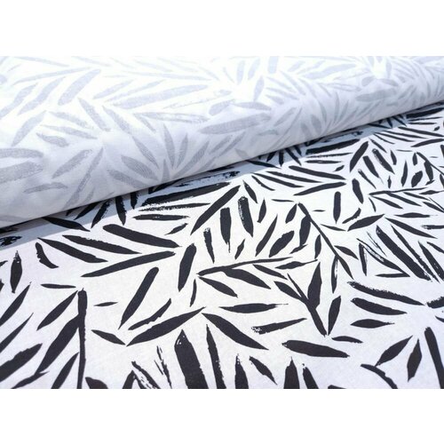 150 см. Ткань полулен Бамбук на белом фоне от 1 метра