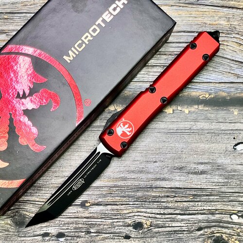 Нож складной MicroTech MCT1231RD Ultratech, Tanto M390 Blade, Red Handle нож складной microtech mct14910bh utx 70 m390 blade bounty hunter handle