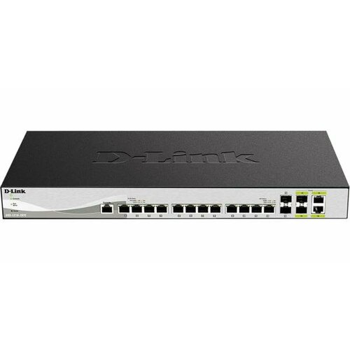 D-Link PROJ Smart L2+ Switch 12x10GBase-T, 2x10GBase-X SFP+, 2xCombo 10GBase-T/SFP+, CLI, RJ45 Console