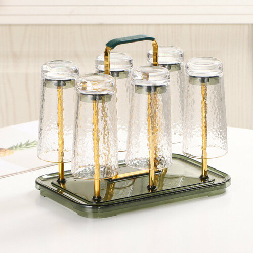 Сушилка для стаканов подставка настольная для кружек держатель чашек изумруд 2097₽