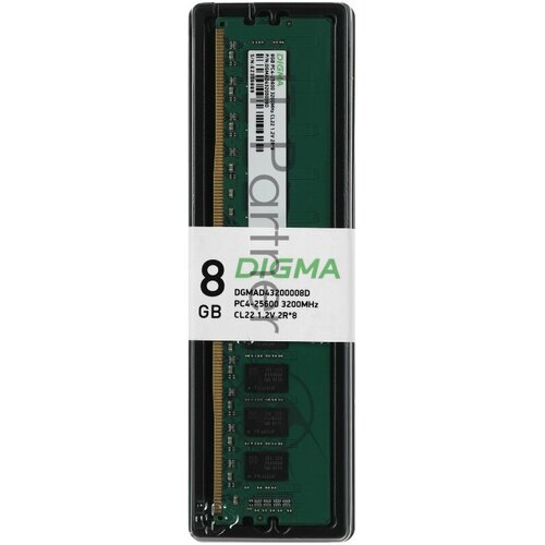 Память DDR4 8Gb 3200MHz Digma DGMAD43200008D RTL PC4-25600 CL22 DIMM 288-pin 12В dual rank Ret 302000₽