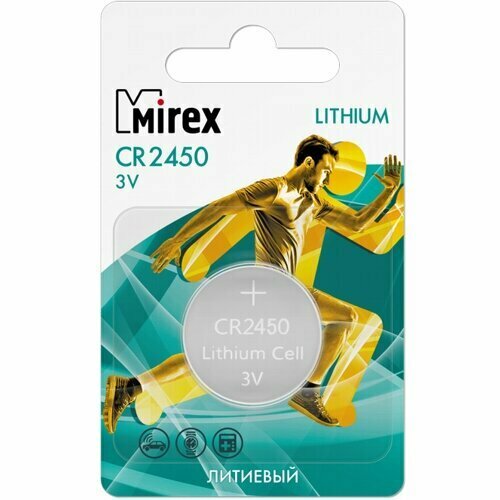 Батарейка CR2450 3В литиевая Mirex в блистере 1 шт. батарейка таблетка трофи cr2450 5bl energy power lithium 1 шт