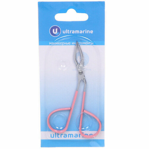 Пинцет - ножницы для бровей из нержавеющей стали на блистере Ultramarine - Bon Kapriz скошеный цвет металлрозовый 8553см 389₽