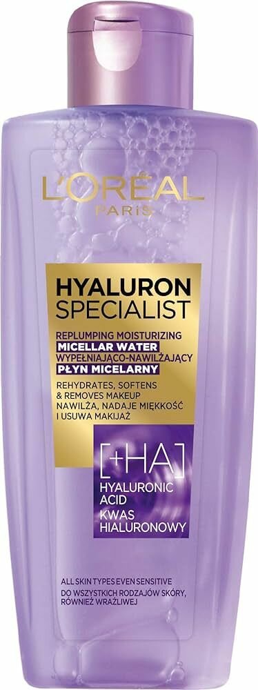 Мицеллярная вода LOral Paris Hyaluron Specjalist Micellar Makeup Remover для всех типов кожи 200 мл (Из Эстонии)