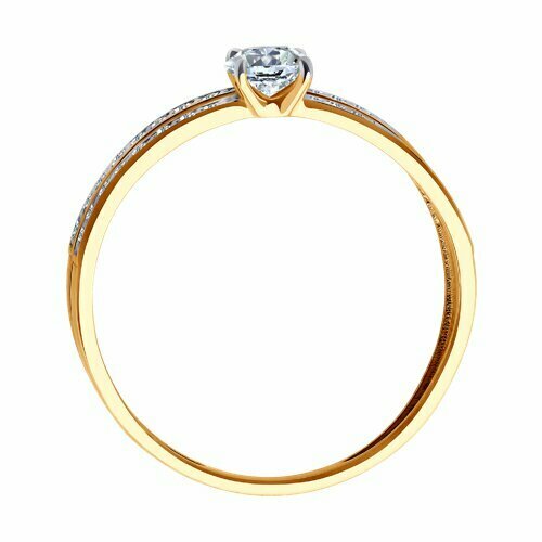 фото Кольцо diamant online, золото, 585 проба, фианит, размер 16.5, прозрачный