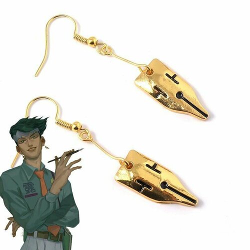 Серьги Радость fashion anime jojos bizarre adventure cosplay rohan kishibe metal earrings ear dangle jewelry fans collection otaku gift props