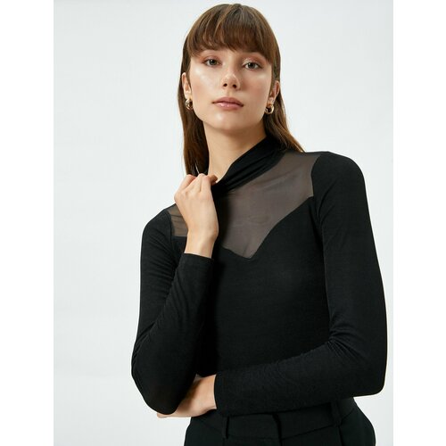 фото Лонгслив koton, размер 44, черный