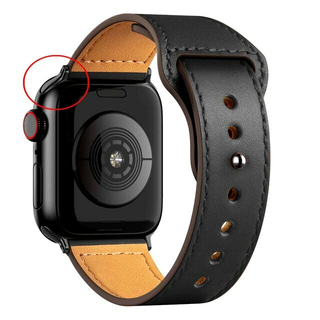 Кожаный ремешок для Apple Watch series 3 4 5 6 7 8 9 SE, в корпусах 38, 40, 41. Черный / Black BF (Черная Фурнитура)