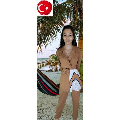 фото Костюм, размер 48, коричневый нет бренда