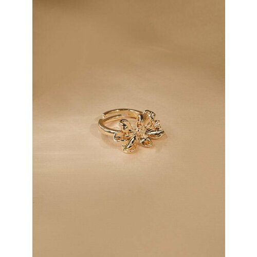 фото Кольцо женское кольцо "цветок", золото, вставка из кристалла, кристалл, фианит, безразмерное, ширина 12 мм, золотой 6.11 store