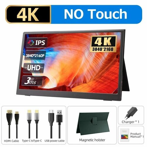 15.6 Портативный монитор Camerios 60Hz 4K, черный