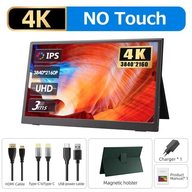 15.6" Портативный монитор Camerios 60Hz 4K черный