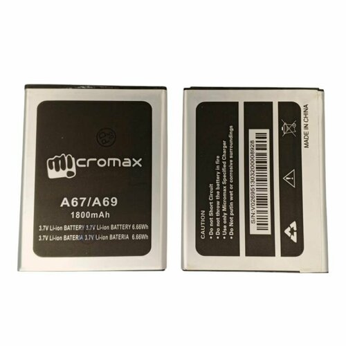 аккумулятор для micromax a69 bolt Аккумулятор для Micromax A67/A69 1800mAh