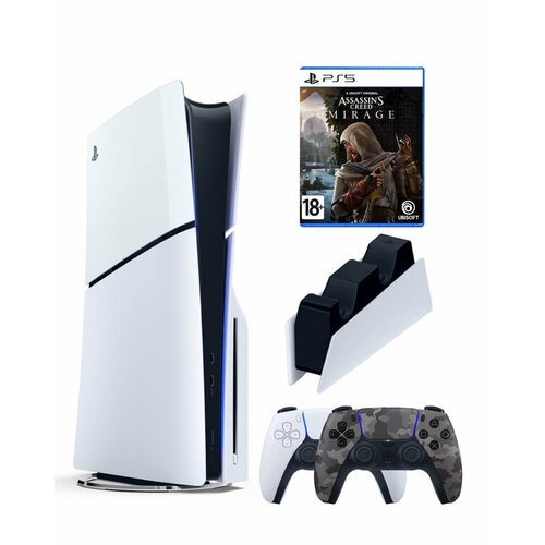Приставка Sony Playstation 5 slim 1 Tb+2-ой геймпад(Camo)+зарядное+Assassins Mirage