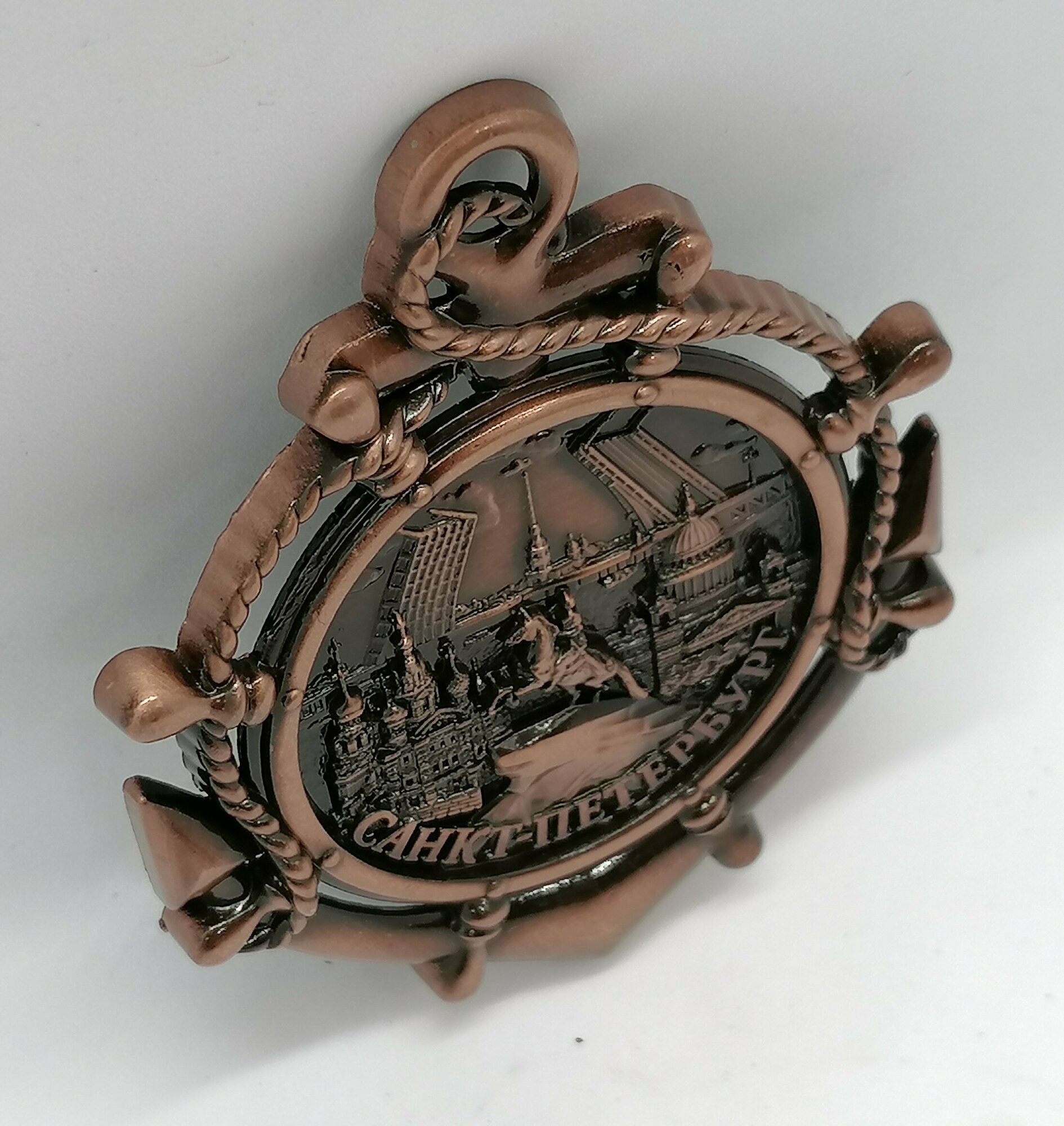 Магнит металл рельефный Спб, якорь медь — фото 1