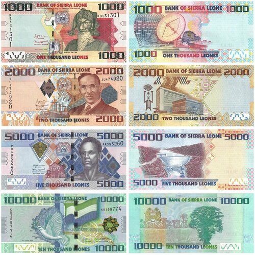 Сьерра-Леоне 2010-2021 набор 4 банкноты UNC флаг сьерра леоне 90х135 см